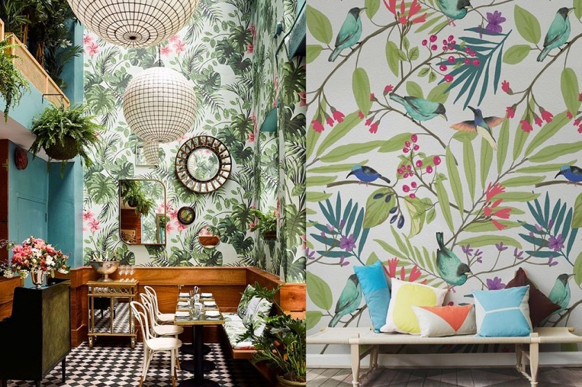 Decoración tropical con mucho colorido