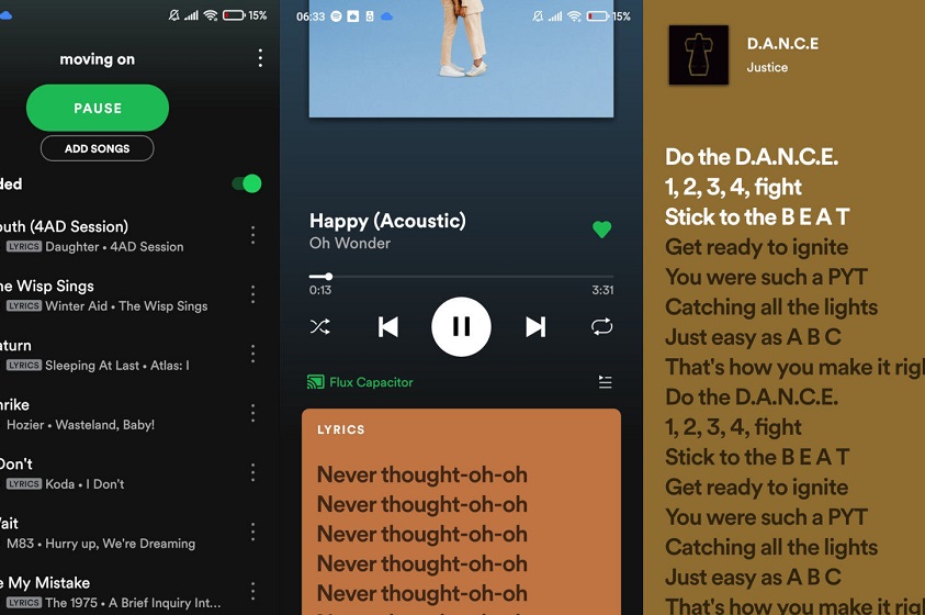 Letras de canciones en tiempo real: Spotify